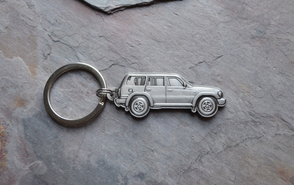 Reefmonkey Land Cruiser 80 Series FJ80 FZJ80 3D Keychain Keyring Key Chain Silver / Drink Holder