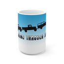 Land Cruiser Christmas Coffee Mug "Dashing Through the Snow" Santa White Ceramic Mug