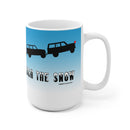 Land Cruiser Christmas Coffee Mug "Dashing Through the Snow" Santa White Ceramic Mug