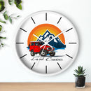Vintage Red Land Cruiser Wall Clock | Mountain Sunset Adventure