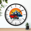 Vintage Red Land Cruiser Wall Clock | Mountain Sunset Adventure