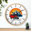 Vintage Red Land Cruiser Wall Clock | Mountain Sunset Adventure