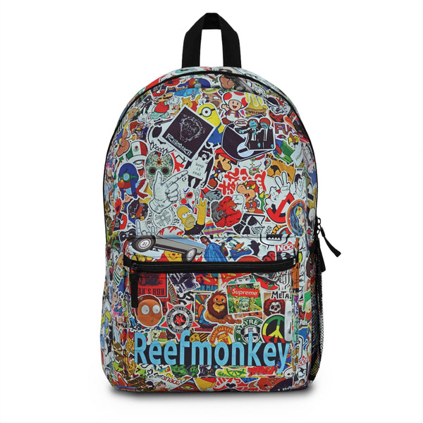 Reefmonkey Sticker Bomb Teen Adult Back Pack Cartoon Back Pack