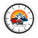 Vintage Red Land Cruiser Wall Clock | Mountain Sunset Adventure