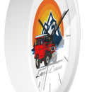 Vintage Red Land Cruiser Wall Clock | Mountain Sunset Adventure
