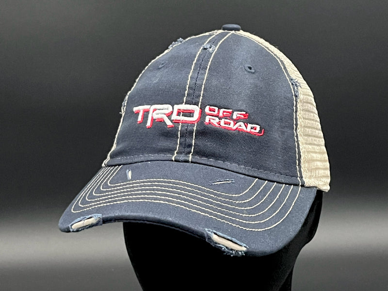 TRD Off Road Embroidered Distressed Unstructured Mesh Back Trucker Hat - Reefmonkey