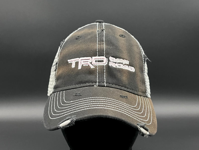 TRD Off Road Embroidered Distressed Unstructured Mesh Back Trucker Hat - Reefmonkey