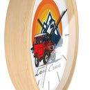 Vintage Red Land Cruiser Wall Clock | Mountain Sunset Adventure