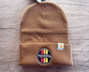 TEQ 3 Stripe Toyota Carhartt Embroidered Beanie Toboggan Winter Hat - Reefmonkey