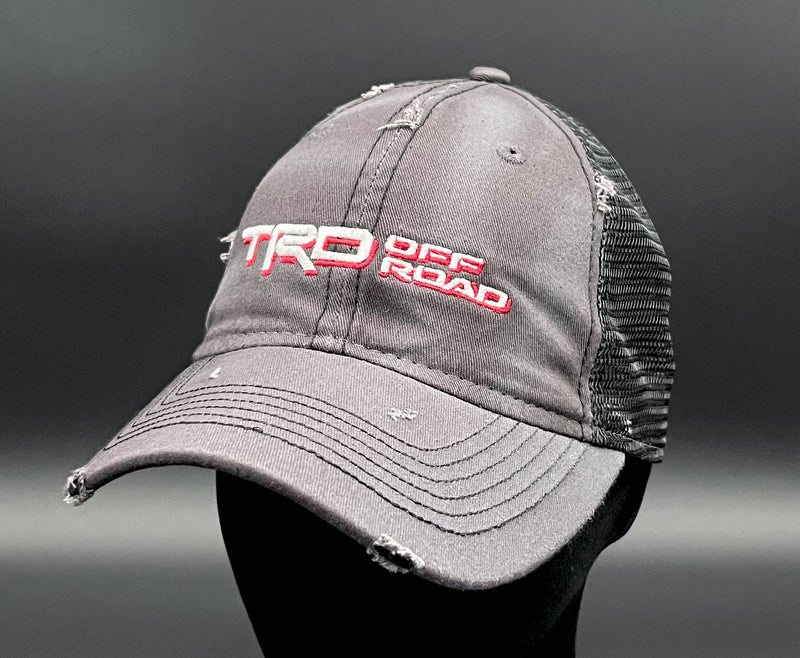 TRD Off Road Embroidered Distressed Unstructured Mesh Back Trucker Hat - Reefmonkey