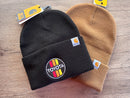 TEQ 3 Stripe Toyota Carhartt Embroidered Beanie Toboggan Winter Hat - Reefmonkey