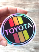 Toyota 3 Stripe Logo Decal Bumper Sticker Regular Holographic