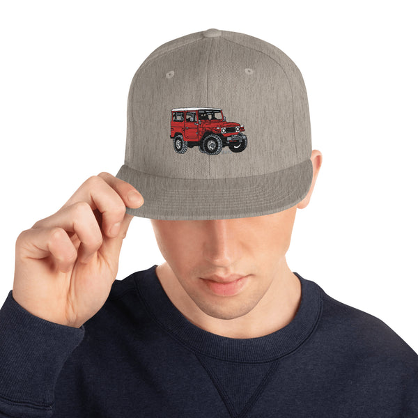 FJ40 Land Cruiser Embroidered Snapback Flat Brim Hat - Reefmonkey Artist Brody Plourde