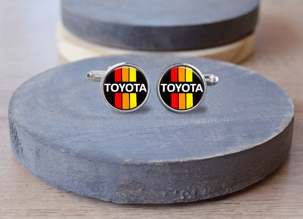 Toyota 3 Stripe Stainless Steel Mens Cuff Links - Reefmonkey