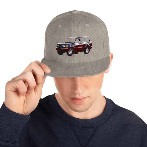 Toyota 80 Series Land Cruiser Flat Brim Structured Snapback Baseball Hat Cap - Reefmonkey