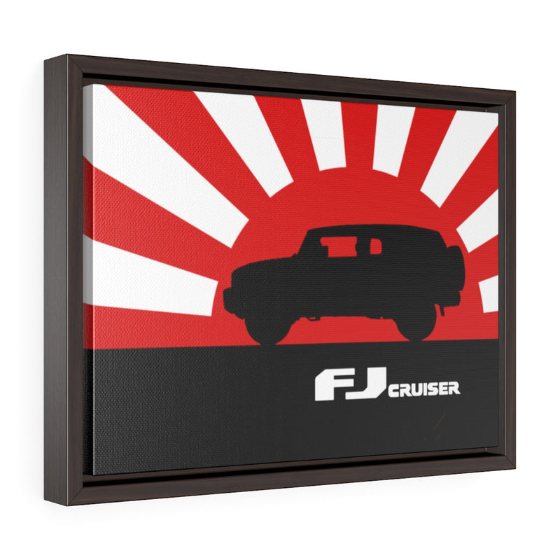 FJ Cruiser Framed Canvas Gallery Wraps Wall art Rising Sun Silhouette Design Toyota FJ Cruiser Artwork by Reefmonkey