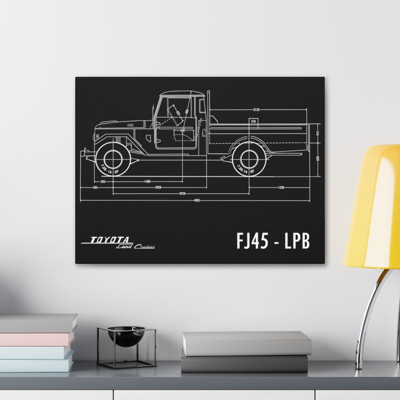 FJ45 Land Cruiser Toyota Canvas Print Wall Art Garage Office Man Cave - Reefmonkey