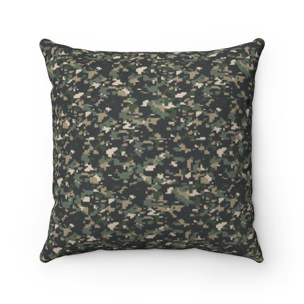 Camoflague Print Faux Suede Square Pillow by Reefmonkey