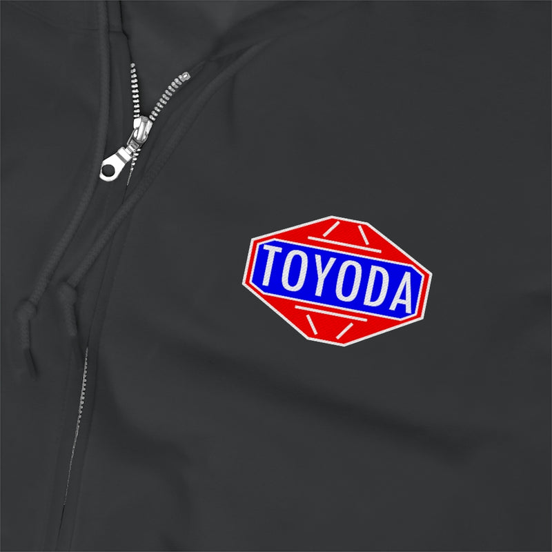 Toyota Hoodie Old School TOYODA logo Embroidered Unisex Zip Up Hoodie By Reefmonkey
