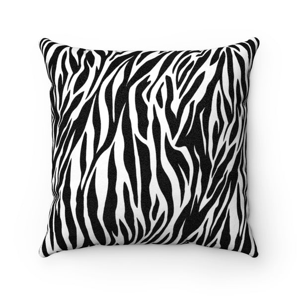 Zebra Print Faux Suede Square Pillow by Reefmonkey