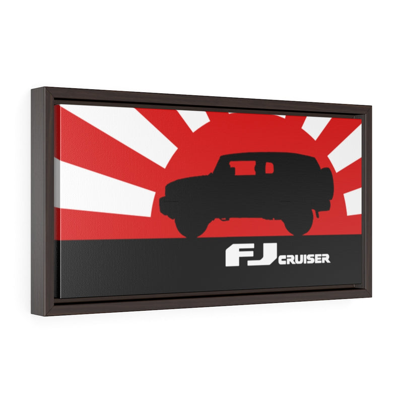 FJ Cruiser Framed Canvas Gallery Wraps Wall art Rising Sun Silhouette Design Toyota FJ Cruiser Artwork by Reefmonkey