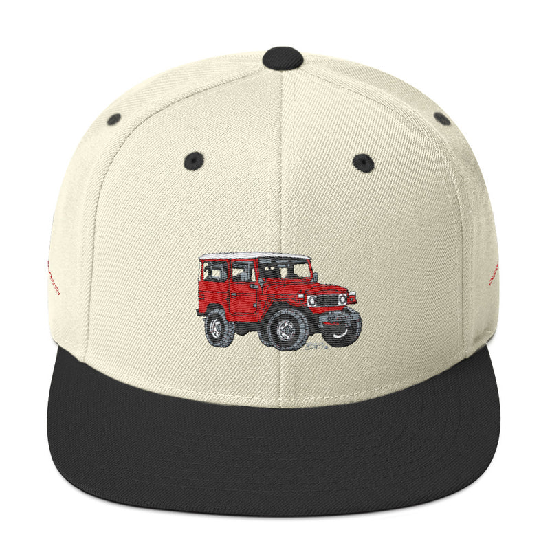 FJ40 Premium Embroidered snapback hat by Reefmonkey artist Brody Plourde (Red Version)